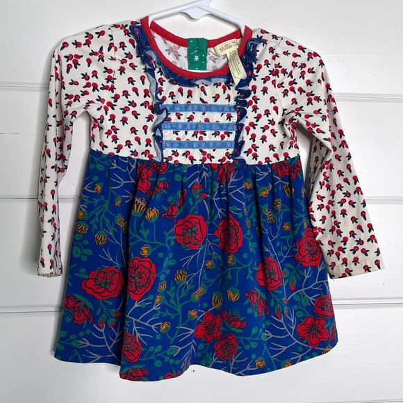 Matilda Jane Other - Matilda Jane Baby Girl 18-24M Long Sleeve Dress Floral Red Blue Ruffle